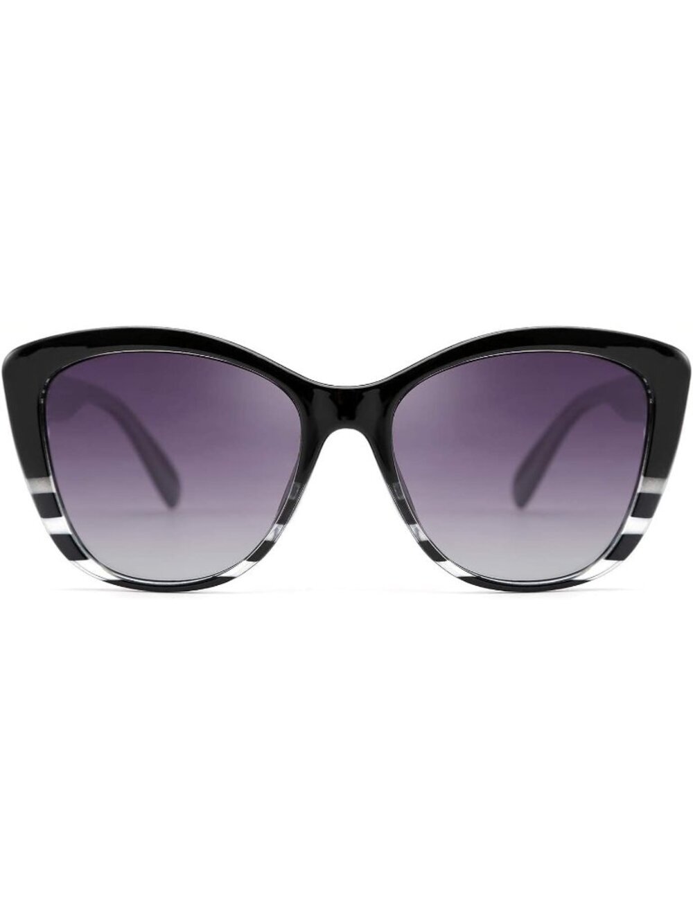 Women's Strip Purple Polarized Sunglasses American Square Jackie O Cat Eye
